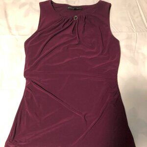 White House Black Market Wine Keyhole Shell with rhinestone neck accent.US Small